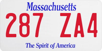 MA license plate 287ZA4