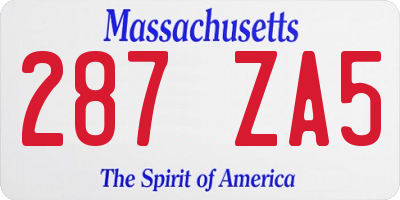 MA license plate 287ZA5