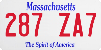 MA license plate 287ZA7