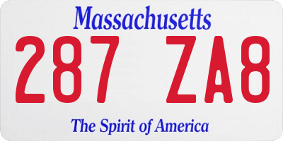 MA license plate 287ZA8