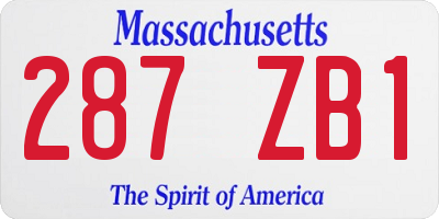 MA license plate 287ZB1