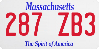 MA license plate 287ZB3