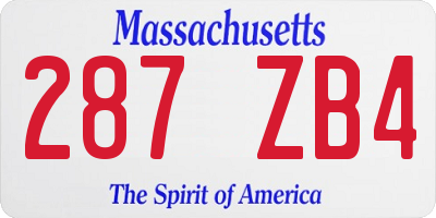 MA license plate 287ZB4