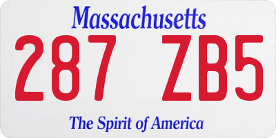 MA license plate 287ZB5