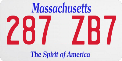 MA license plate 287ZB7