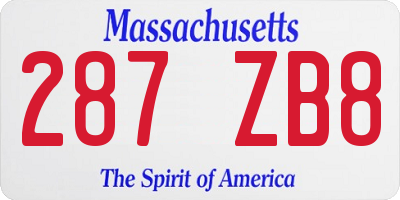 MA license plate 287ZB8