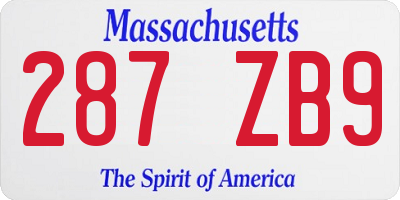 MA license plate 287ZB9