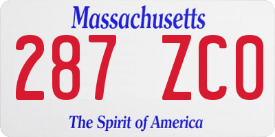 MA license plate 287ZC0