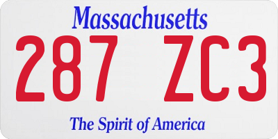 MA license plate 287ZC3