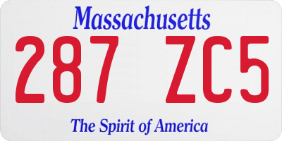 MA license plate 287ZC5
