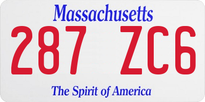 MA license plate 287ZC6
