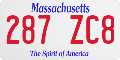 MA license plate 287ZC8