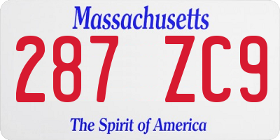 MA license plate 287ZC9