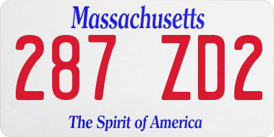 MA license plate 287ZD2