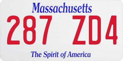 MA license plate 287ZD4