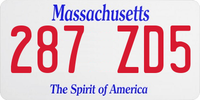 MA license plate 287ZD5