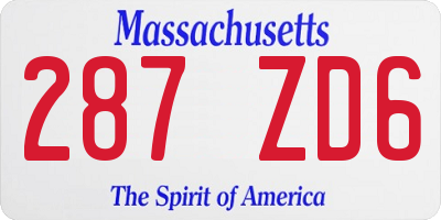 MA license plate 287ZD6