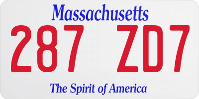 MA license plate 287ZD7