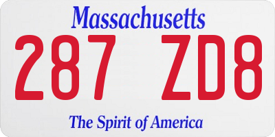 MA license plate 287ZD8