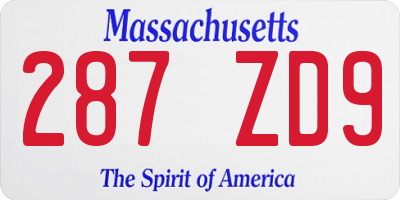 MA license plate 287ZD9