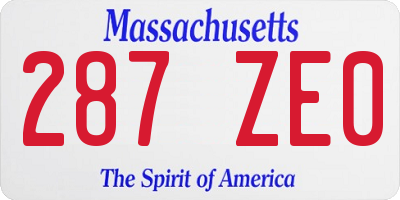 MA license plate 287ZE0