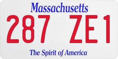 MA license plate 287ZE1