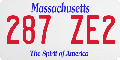 MA license plate 287ZE2