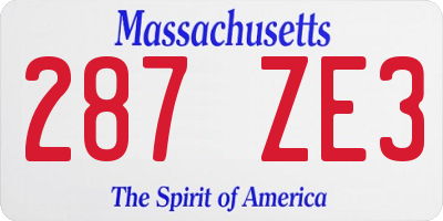 MA license plate 287ZE3