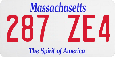 MA license plate 287ZE4