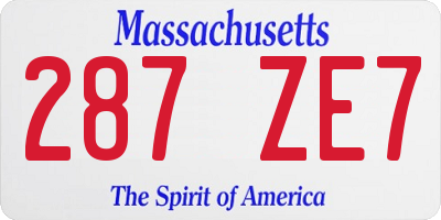 MA license plate 287ZE7
