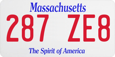 MA license plate 287ZE8
