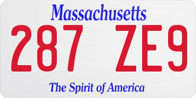 MA license plate 287ZE9