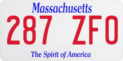 MA license plate 287ZF0