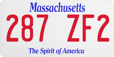 MA license plate 287ZF2