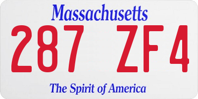 MA license plate 287ZF4