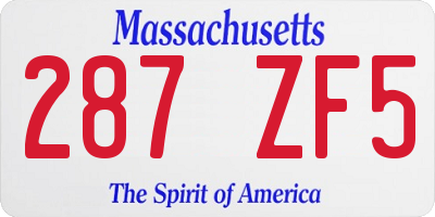 MA license plate 287ZF5