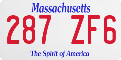 MA license plate 287ZF6