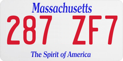 MA license plate 287ZF7