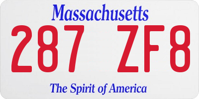 MA license plate 287ZF8