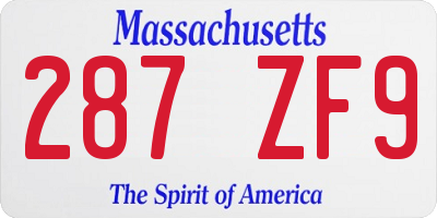 MA license plate 287ZF9
