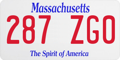 MA license plate 287ZG0