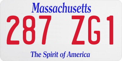 MA license plate 287ZG1