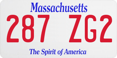 MA license plate 287ZG2
