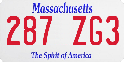 MA license plate 287ZG3
