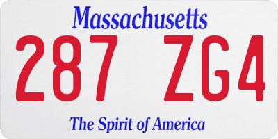 MA license plate 287ZG4