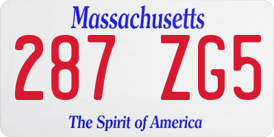 MA license plate 287ZG5