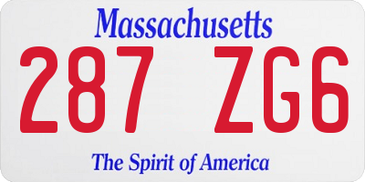 MA license plate 287ZG6