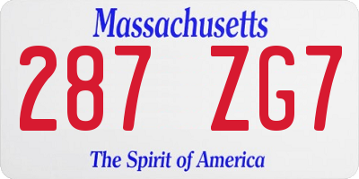 MA license plate 287ZG7