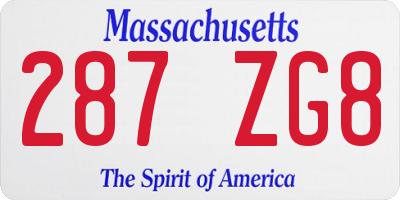 MA license plate 287ZG8