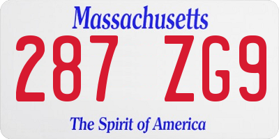 MA license plate 287ZG9
